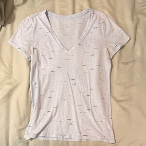 Merona Light Blue V-Neck Tee with Subtle Print